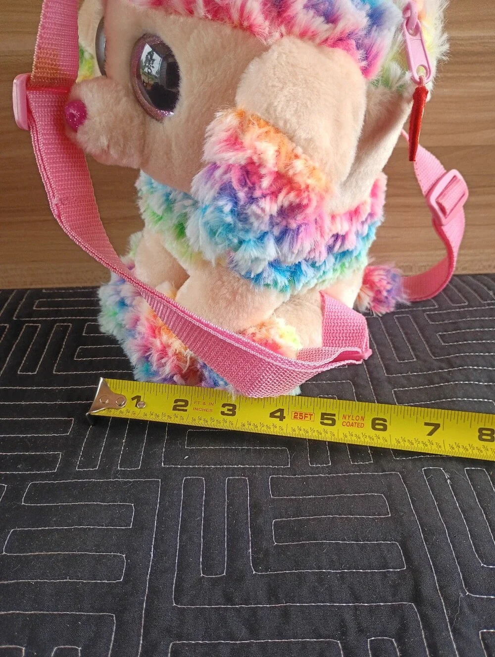Plush Rainbow Puppy Backpack with Pink Straps